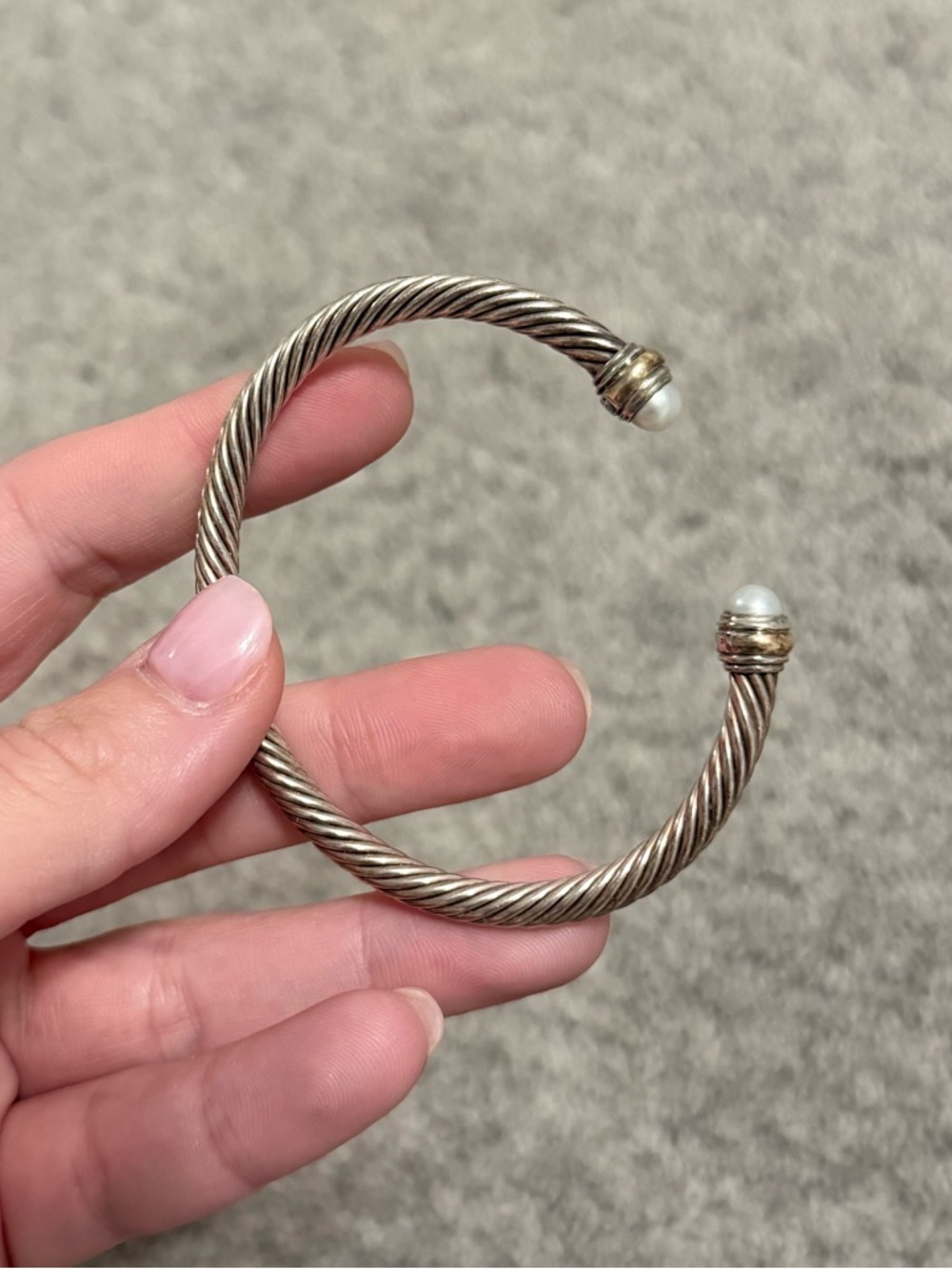 David Yurman Classic Cable Bracelet 
Sterling Silver, 14K Gold and Pearls 5mm
